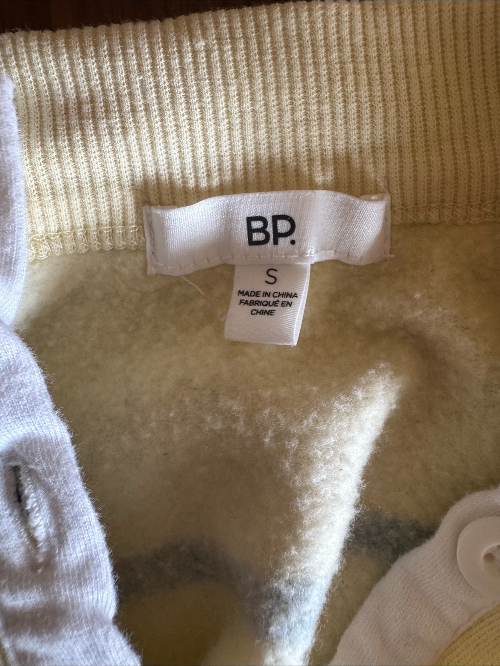 BP. Cream Navy Stripe Half Button Cropped Sweatshirt Pullover Size S - Picture 9 of 11